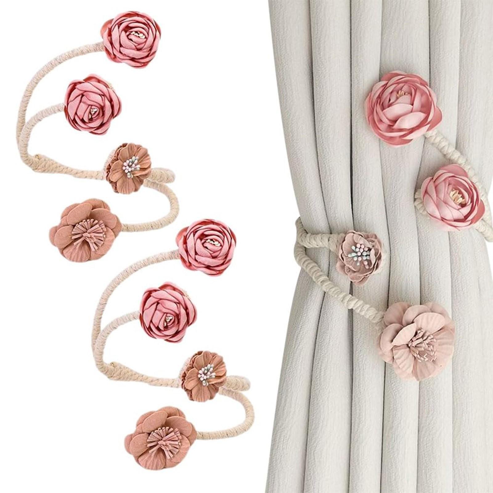 

Пряжки для штор с цветочным узором, завязки для штор с розами, креативные завязки для окон, элегантные декоративные завязки, подходят для украшения дома в гостиной и спальне, без завязок One Size розовый