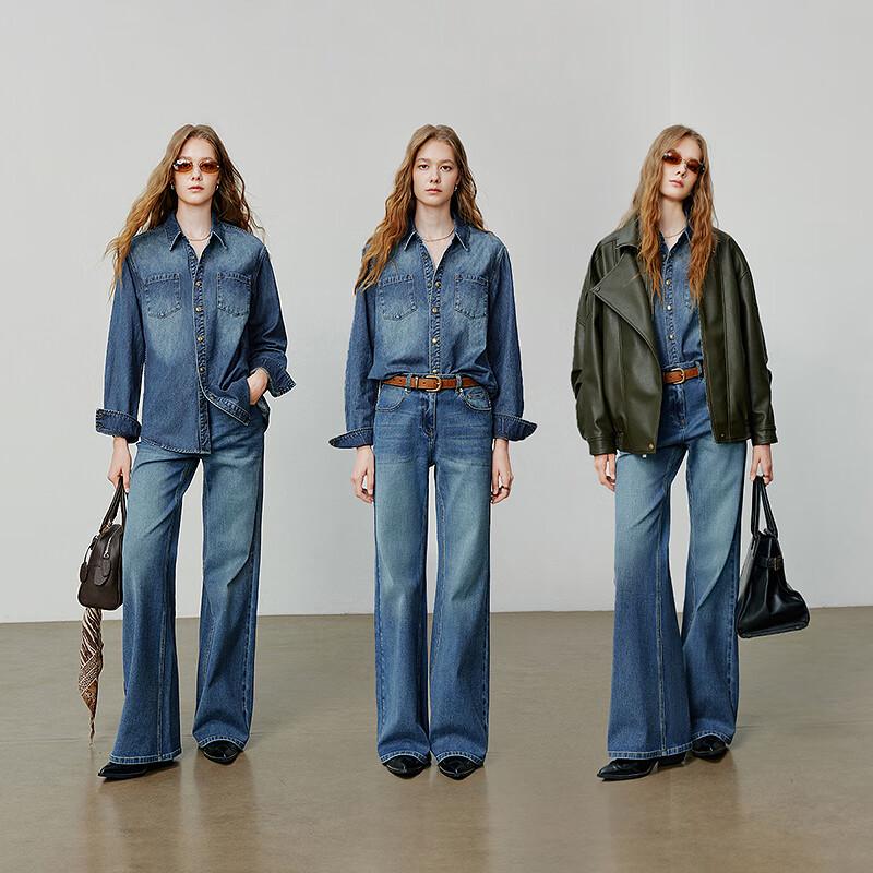 Chuyu Women's Gradient Denim Cardigan Shirt