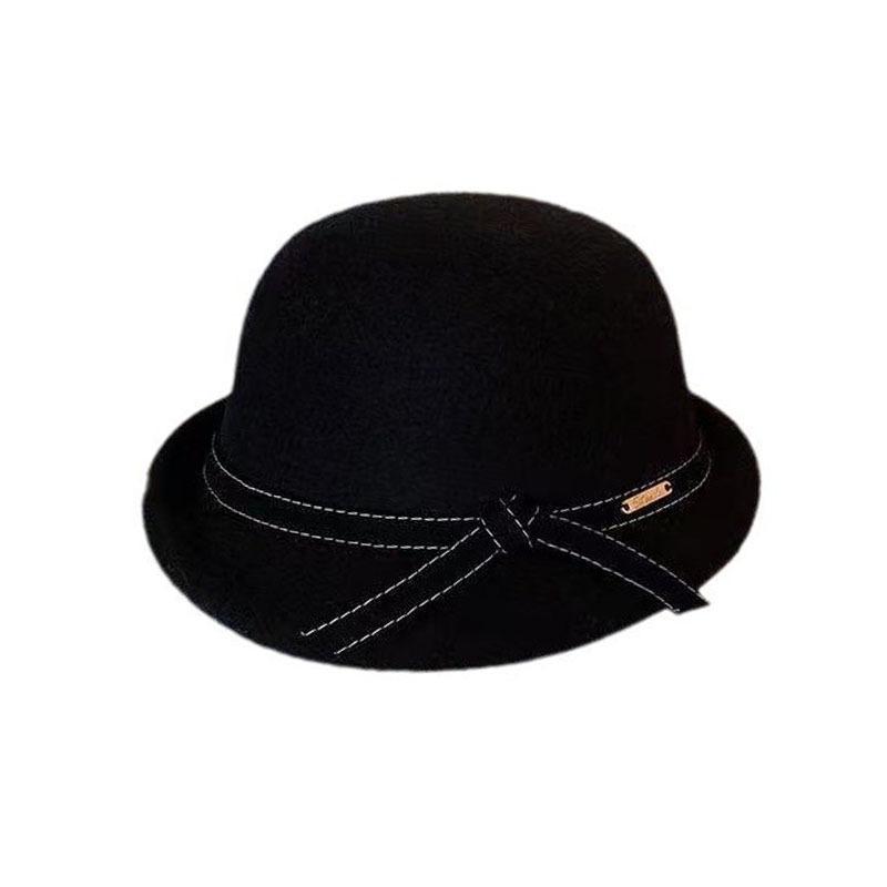 

High-end 100% pure wool basin hat, white moonlight wear, full Australian hair thousand gold wind top hat, autumn and winter fisherman hat children чорний