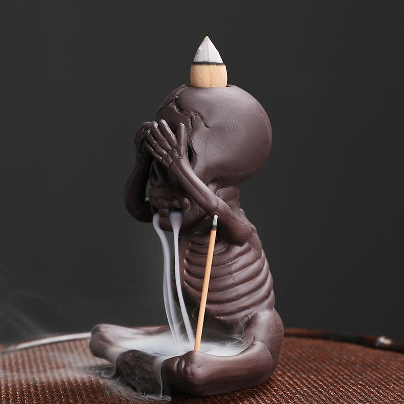 Original purple sand backflow incense burner Halloween gift, skull little ghost backflow incense incense burner ornament