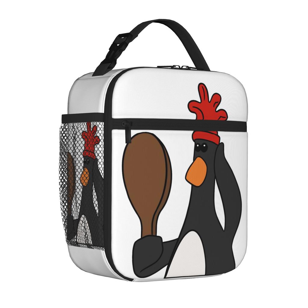 Feathers Penguin McGraws Insulated Lunch Tote Bag for School Chicken Disguise Funny Portable Cooler Thermal Washable Food Bag