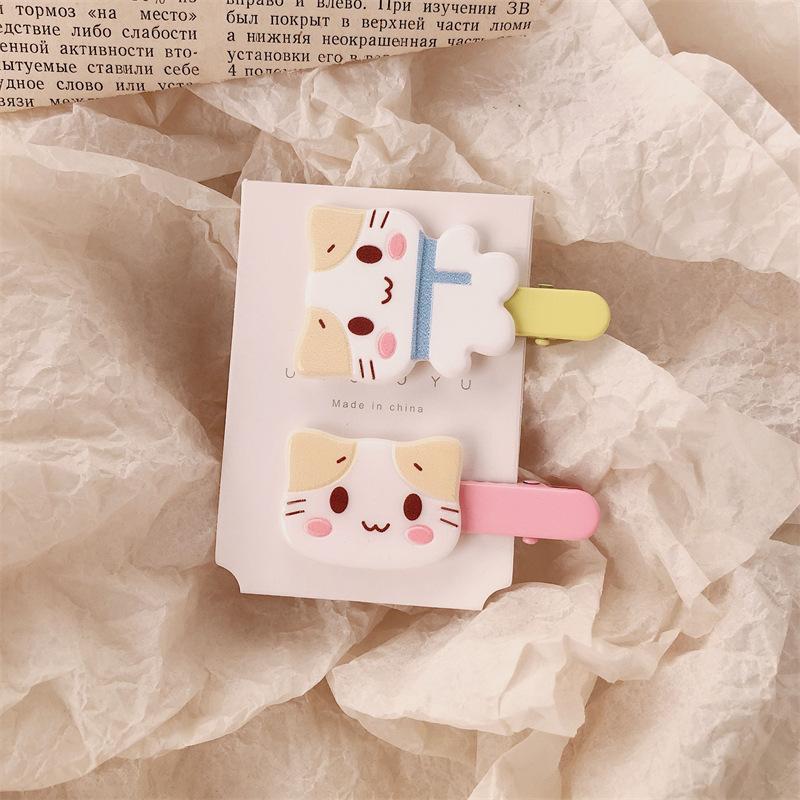 Koreanische neue 2 Stück Cartoon Kätzchen Haarspangen für Kinder Acryl Niedliche kleine Katze Haarspange Mädchen Haaraccessoires