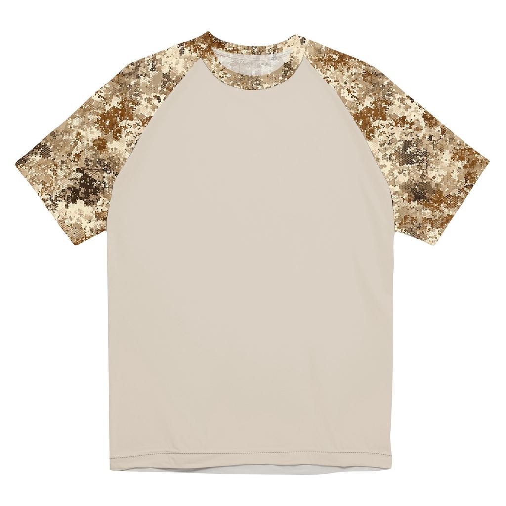 Camouflage Style Printed Raglan Sleeves Men's Short Sleeved Top