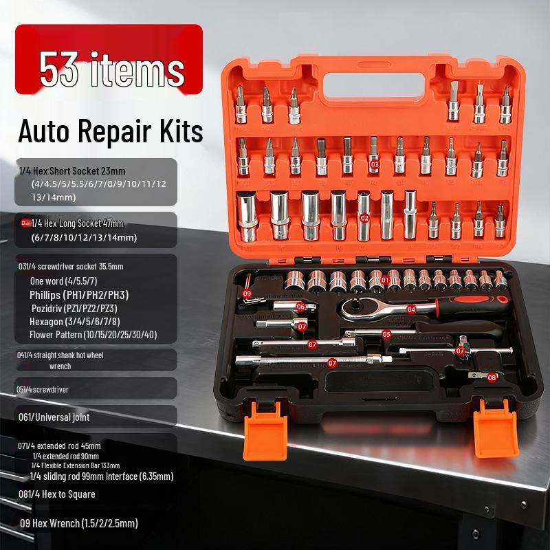 Kompaktowy zestaw kluczy nasadowych samochodowych do naprawy samochodu