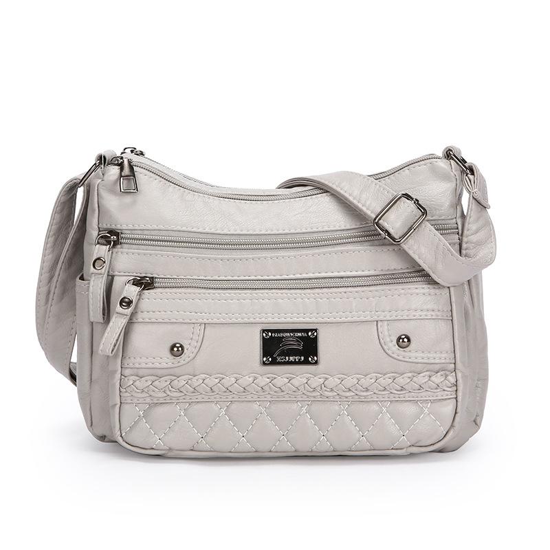 

Женская сумка новая модная вымытая мягкая кожа на плечо маленькая сумка двойная большая вместимость сумка-мессенджер женская серый