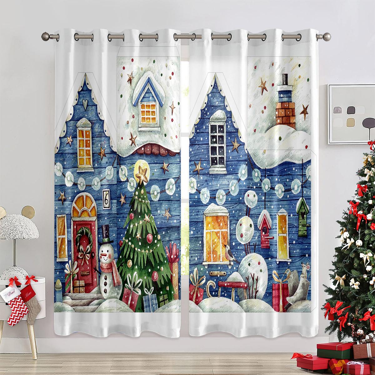 

3D-печатные рождественские декоративные шторы Красная роза Рождественский Санта для детской комнаты Декоративные шторы для гостиной и спальни 2 шт. 50W130H(CM)X2PCS&Rod Pocket