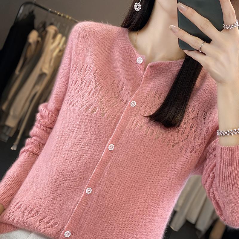 QingHe Cashmere Women's 30% Cashmere Cardigan - Soft & Warm Wool Blend Sweater