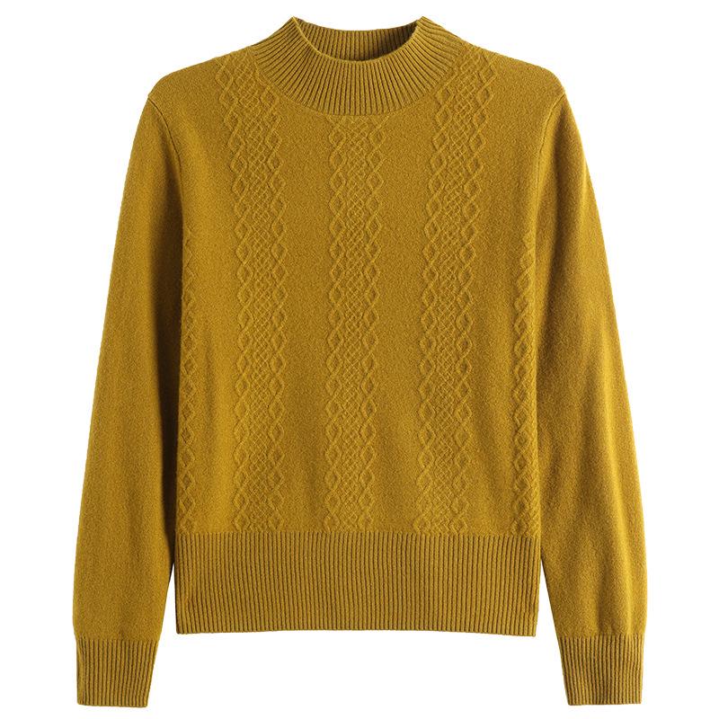 Hengyuanxiang 2025 Women's Pure Wool Sweater: Stylish Winter Knitwear, Warm Base Layer for Moms, Perfect for Middle-Aged Women