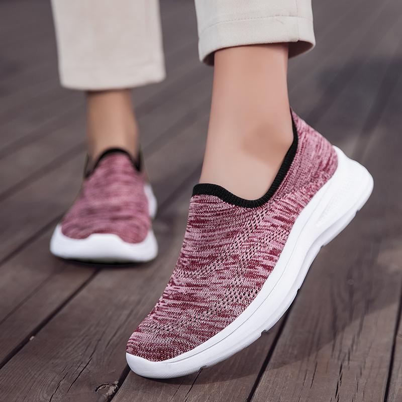 Baskets de printemps pour femmes Confortables Légères Antidérapantes Plates Chaussures de maman Chaussures de course d'extérieur Chaussures de sport décontractées Taille 35-44
