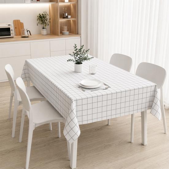 Rectangular Tablecloth, Plastic Plaid Tablecloth, Waterproof Stain-Resistant Table Cover for Dining Table Outdoor Picnic Camping