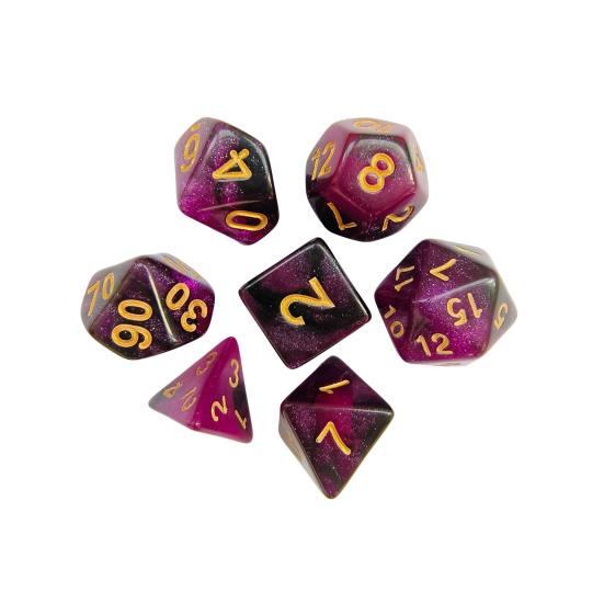 7Pcs/Set Starry Sky Acrylic Multi-side Dice Golden Number D4/6/8/10/12/20 Polyhedral Gaming Dice Prop Adults Family Night Party Board Game Essentials