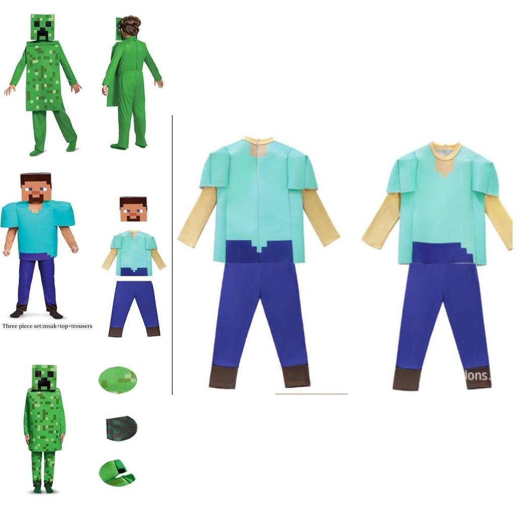 Halloween Minecraft Creeper Kostuum Set Voor Kinderen 3 Delige Cosplay Set