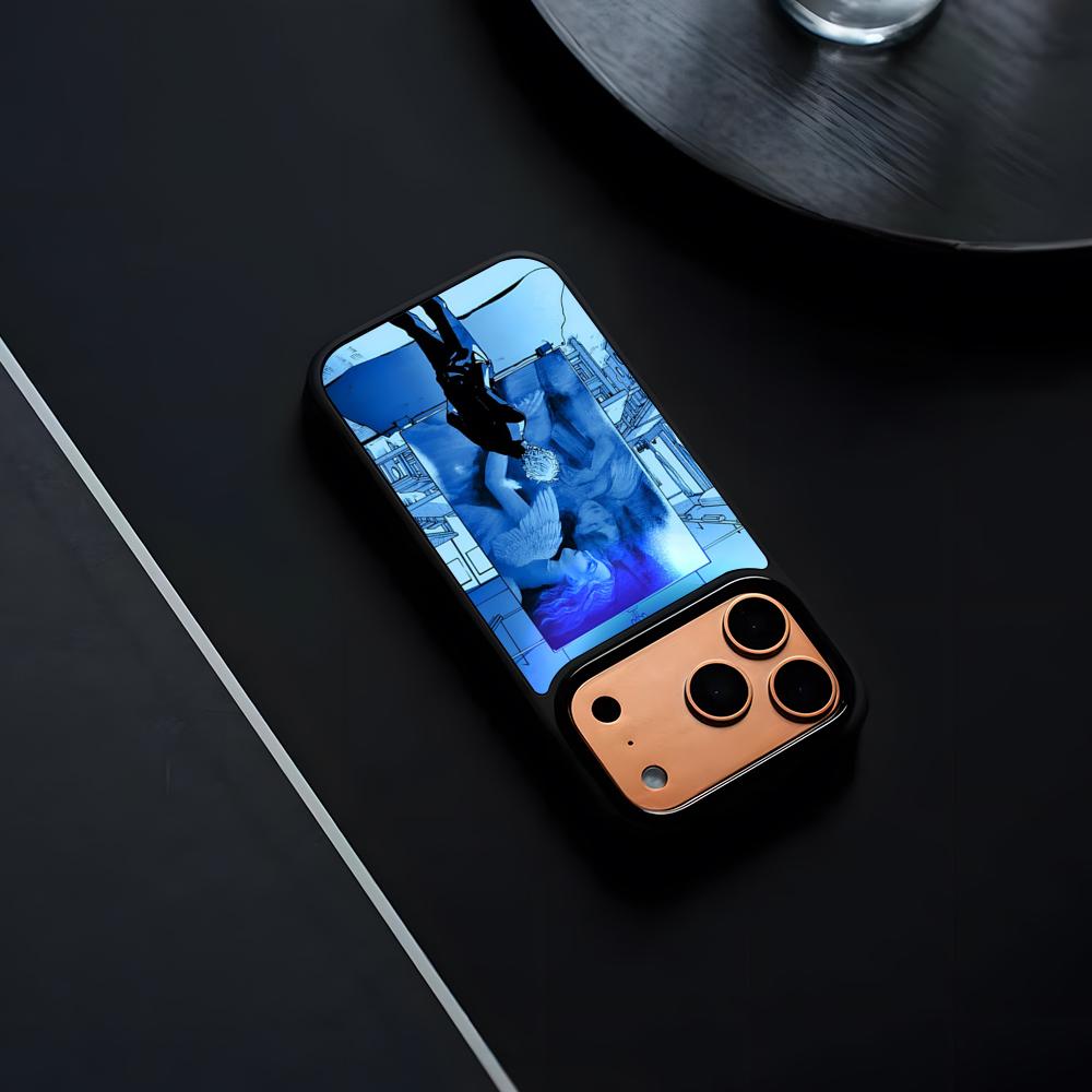 Anime Blue Period Handyhülle Für IPhone 17 16 15 14 13 12 Pro Max Plus Schwarzer Rahmen Harte Schale