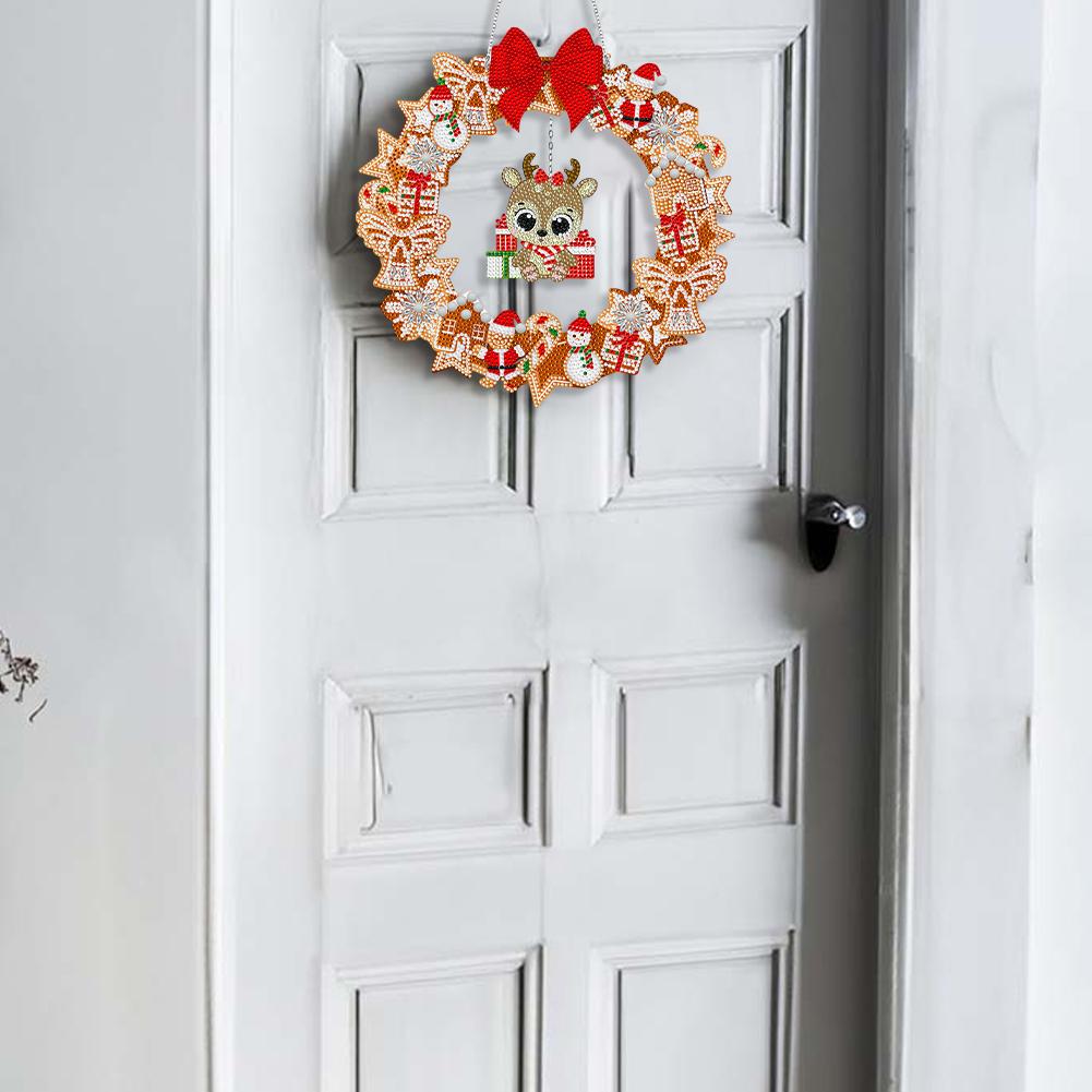 Christmas Special Shaped Diamond Painting Hanging Wreath Xmas Tree Crystal Painting Wreath Xmas Bell with LED Light Xmas Snowman