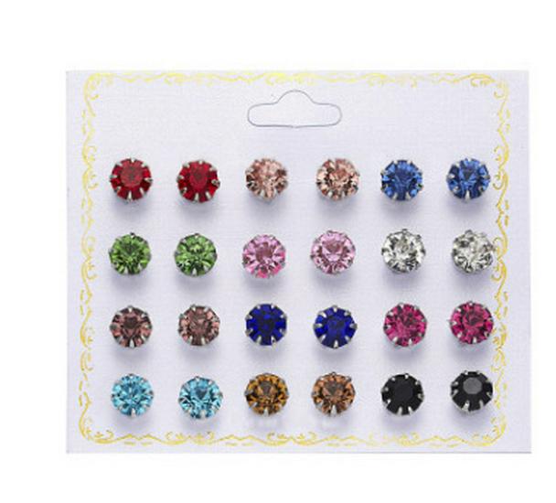 

Zircon Pearl & Flower Stud Earrings Set - 12 Pairs