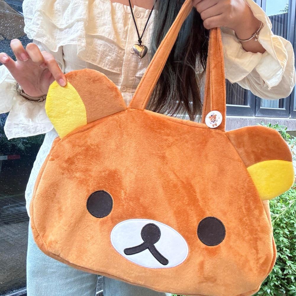 Cute Plush Bear Tote Bag Large Capacity Soft Shoulder Handbag Casual Cartoon Shopping Bag For Women And Girls