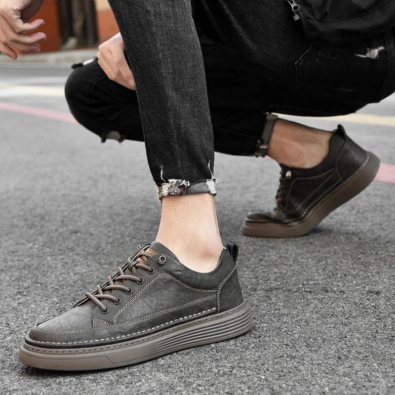 Spring men's high-quality Brown Oxford shoes  Genuine leather casual shoes handmade dress shoes men's large size: 37-47