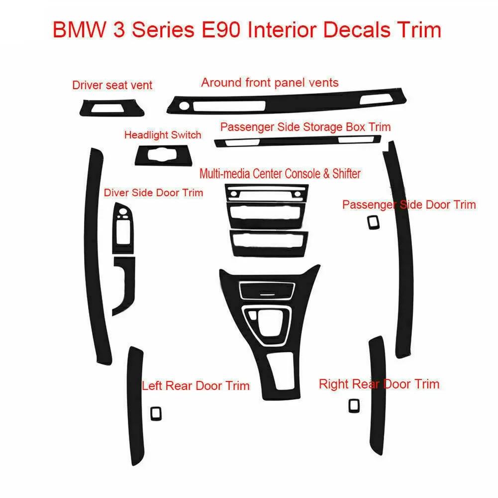Car Interior Decal Trim 5D Carbon Fiber Trim Vinyl Sticker For BMW E90 E91 2005-2012 Wholesale
