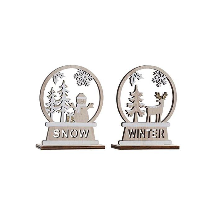 Ornement de Noël en bois - DKD Home Decor - Blanc - 12x4x15 cm - Fragile - Sans assemblage - Sans batteries