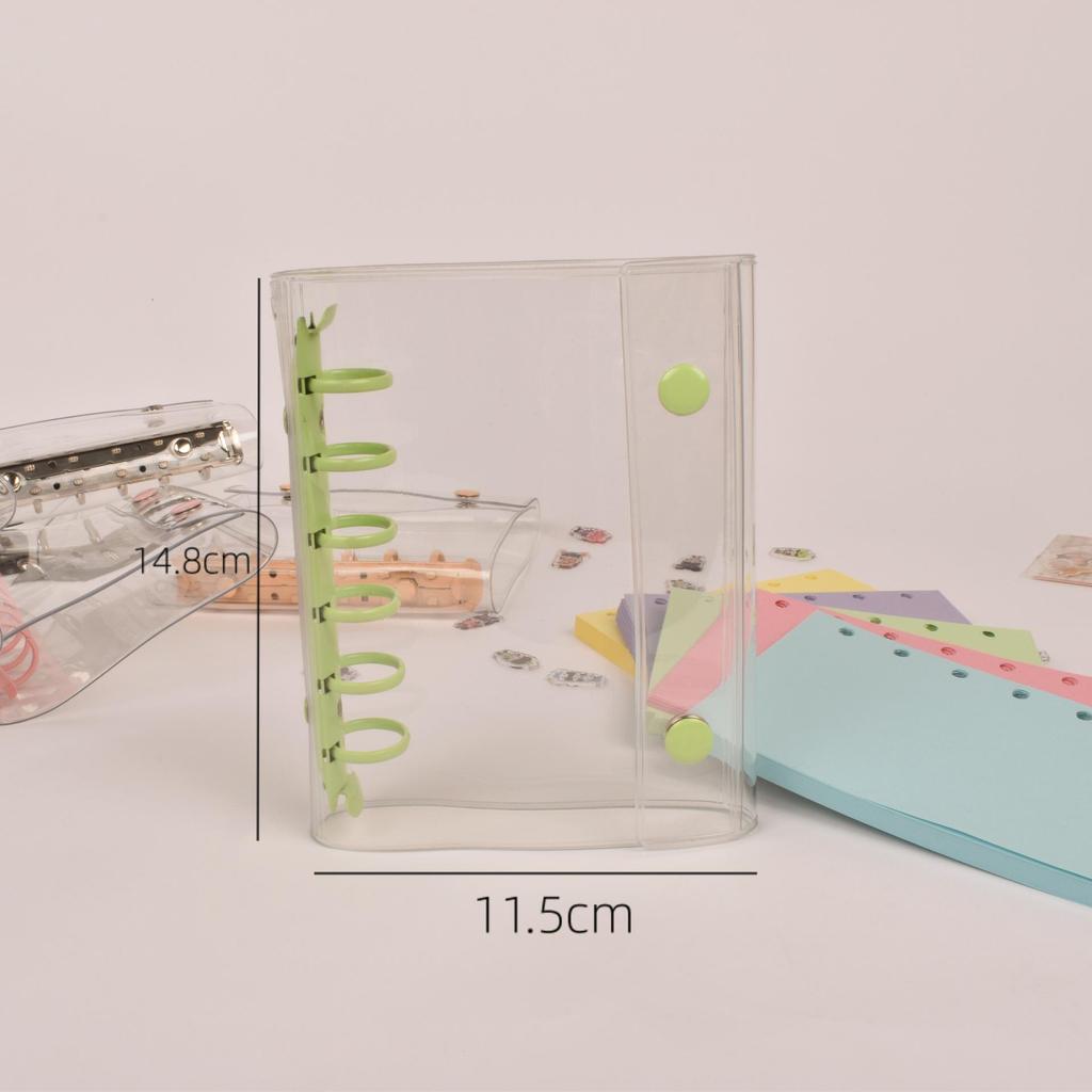 A7 Transparent Double-Ring PVC Ledger with Colored Shell Casing