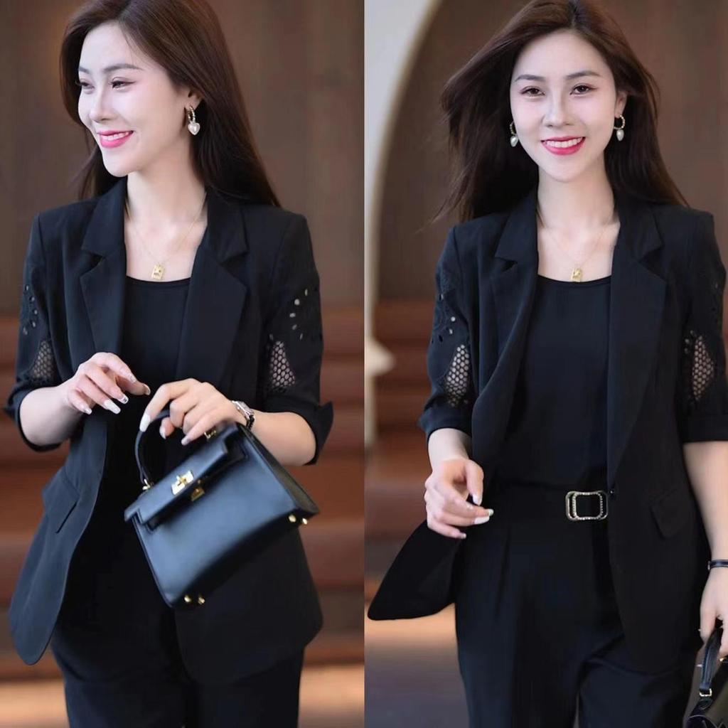 Damen Casual Business Anzug Große Größe Jacke + Hose Zweiteiliges Set
