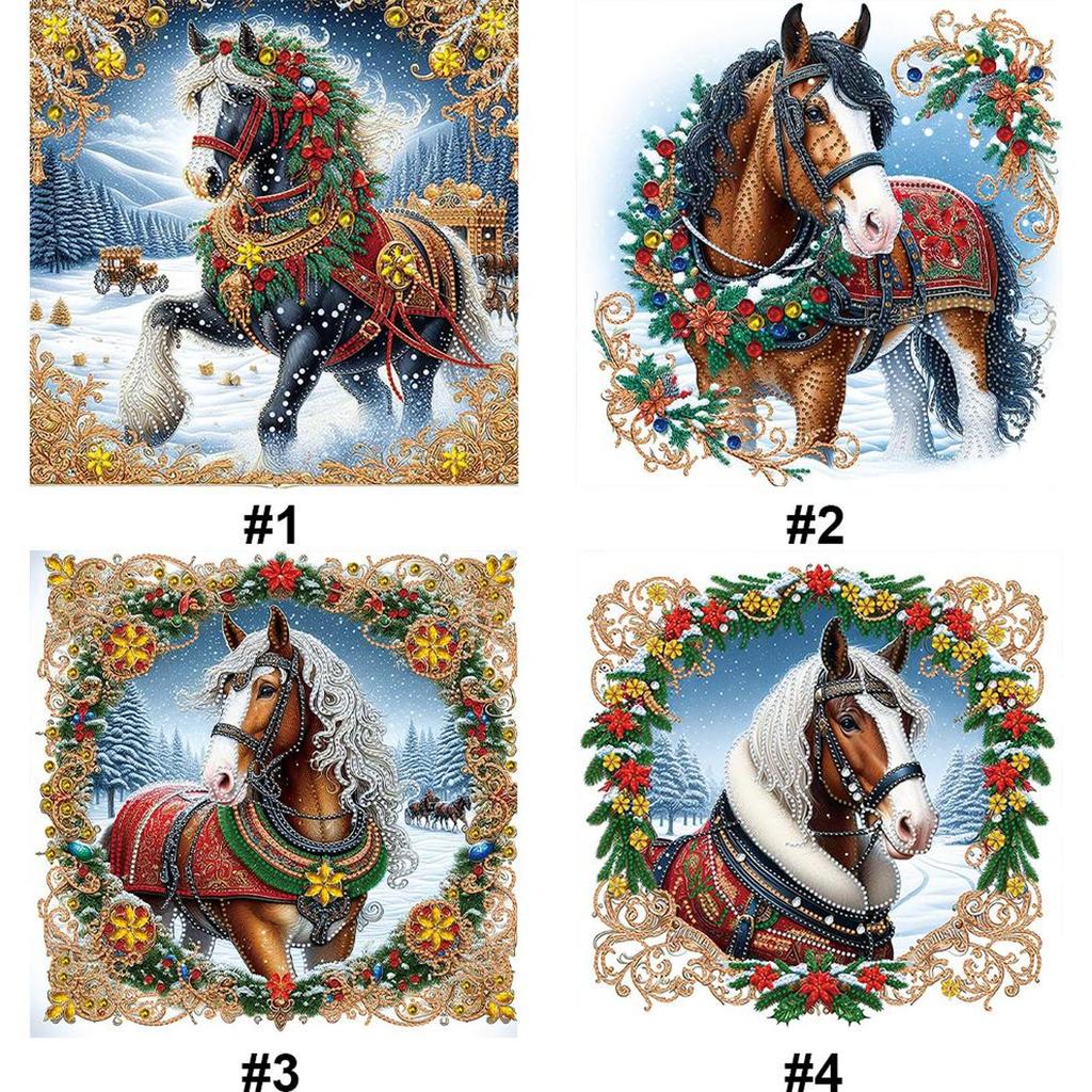 5D DIY Partial Special Shaped Drill Diamond Painting Xmas Horse Home Decor