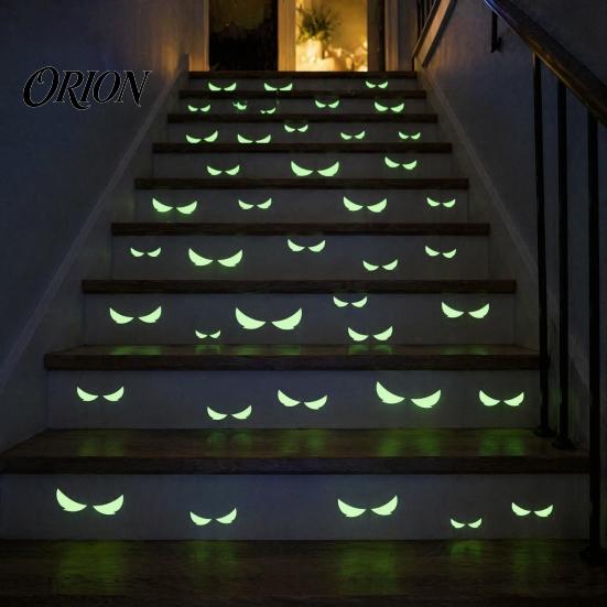 Scary Halloween Wall Decor Glow in The Dark Demon Eye Stickers, Luminous Ghost Long-lasting Signs Eyeball Decals, Waterproof Self-Adhesive Horror Deco