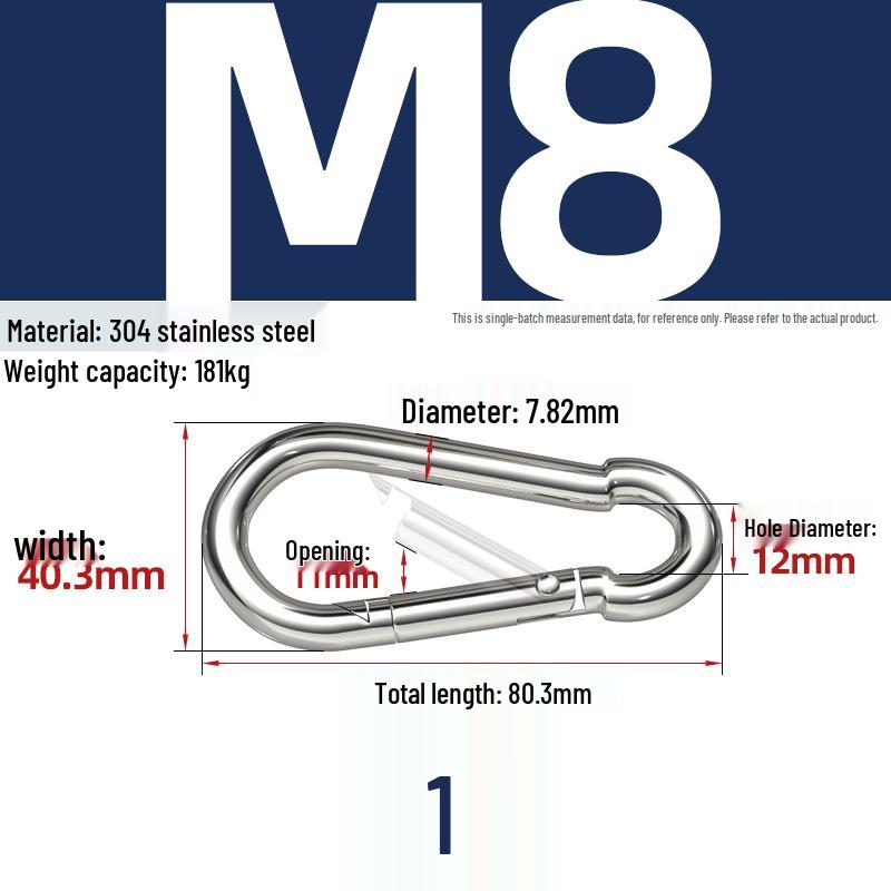 

GB 304 Stainless Steel Spring Dog Leash & Climbing Safety Buckle Snap Hook Key Ring M14