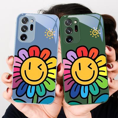 Cartoon-Blumen Lila Für Samsung A 01 02 03 Core 04 05 06 10 12 13 A14 5G 15 16 M 02 12 Note 8 9 10 20 Glas Ultra Handyhülle