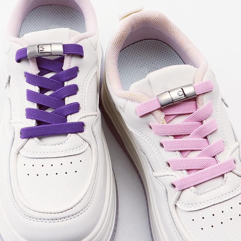 Flat Elastic Shoelace for Sneakers Sport Tieless Shoe Laces Press Lock No Tie Shoelaces One Size Fit All Adult Kids 1Pair/2Pair