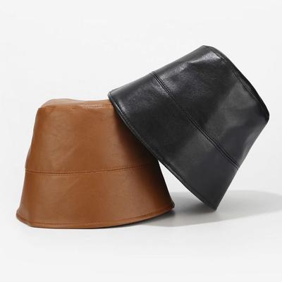 PU Leather Fisherman Hat, Men's and Women's Street Retro Bucket Hat, Basin Hat