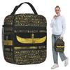 Golden Egyptian God Ornament On Black Leather Insulated Lunch Bag for Kids School Cooler Thermal Food Box Tote Lunch Boxes