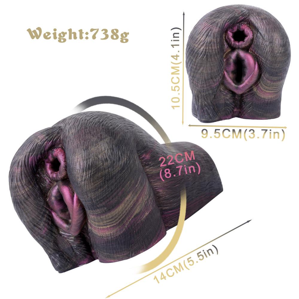 Masturbation Cup Liquid Silicone Sex Toys 738g 14*10.5cm Black Simulation Animal Vagina Fox Manual