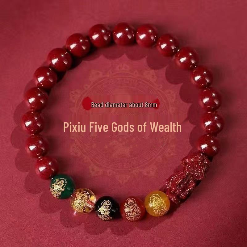

Киноварь Пять Путей Браслет Богатства - Счастливые Бусины для Мужчин и Женщин, Защитные Парные Украшения
