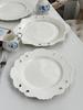 French Hollow Out Relief Dish 10 Inch Ceramic Exquisite Flower Shape Kitchen Tableware White Retro High Aesthetic Creative Plate