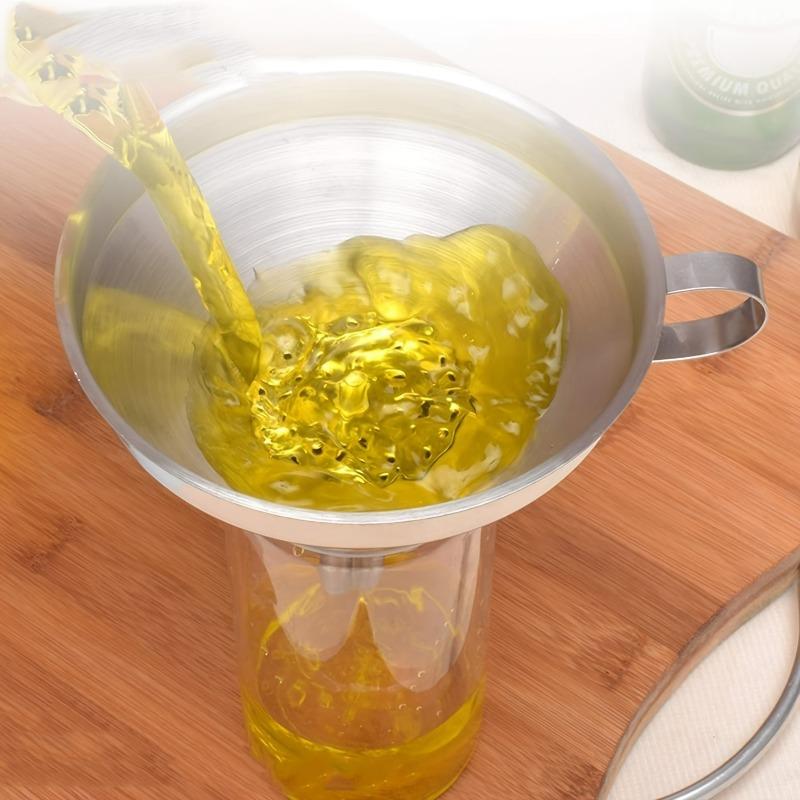 Stainless Steel Funnel, With Detachable Filter, Used For Cooking Oil And Conveying Liquid And Powder, Metal Kitchen Funnel
