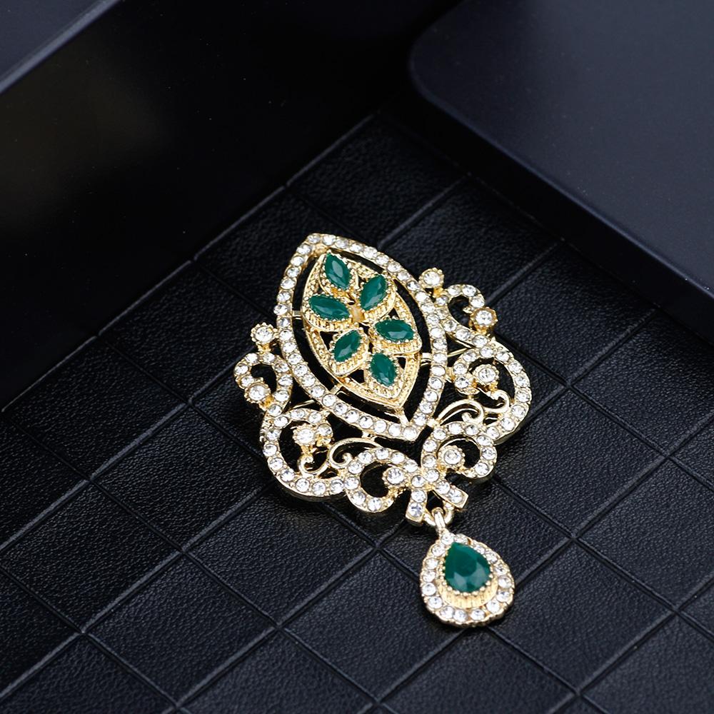 Gold Color Crystal Bride Wedding Jewelry Brown Brooch Flower Type Jewelry