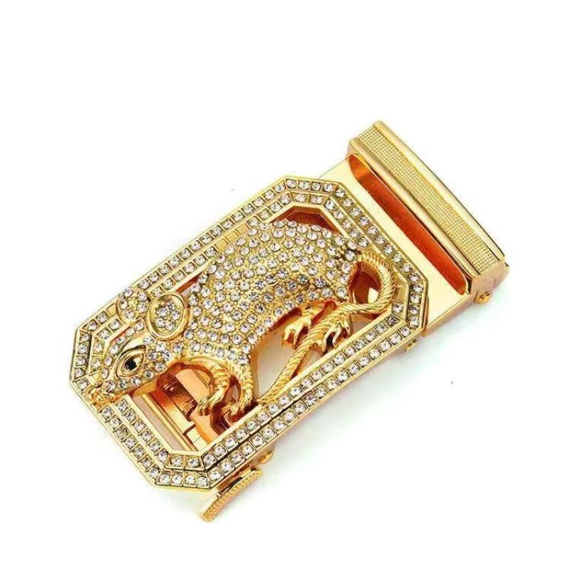 

New zodiac men s automatic buckle belt 3.5CM button head single automatic belt, buckle high-grade alloy belt buckle