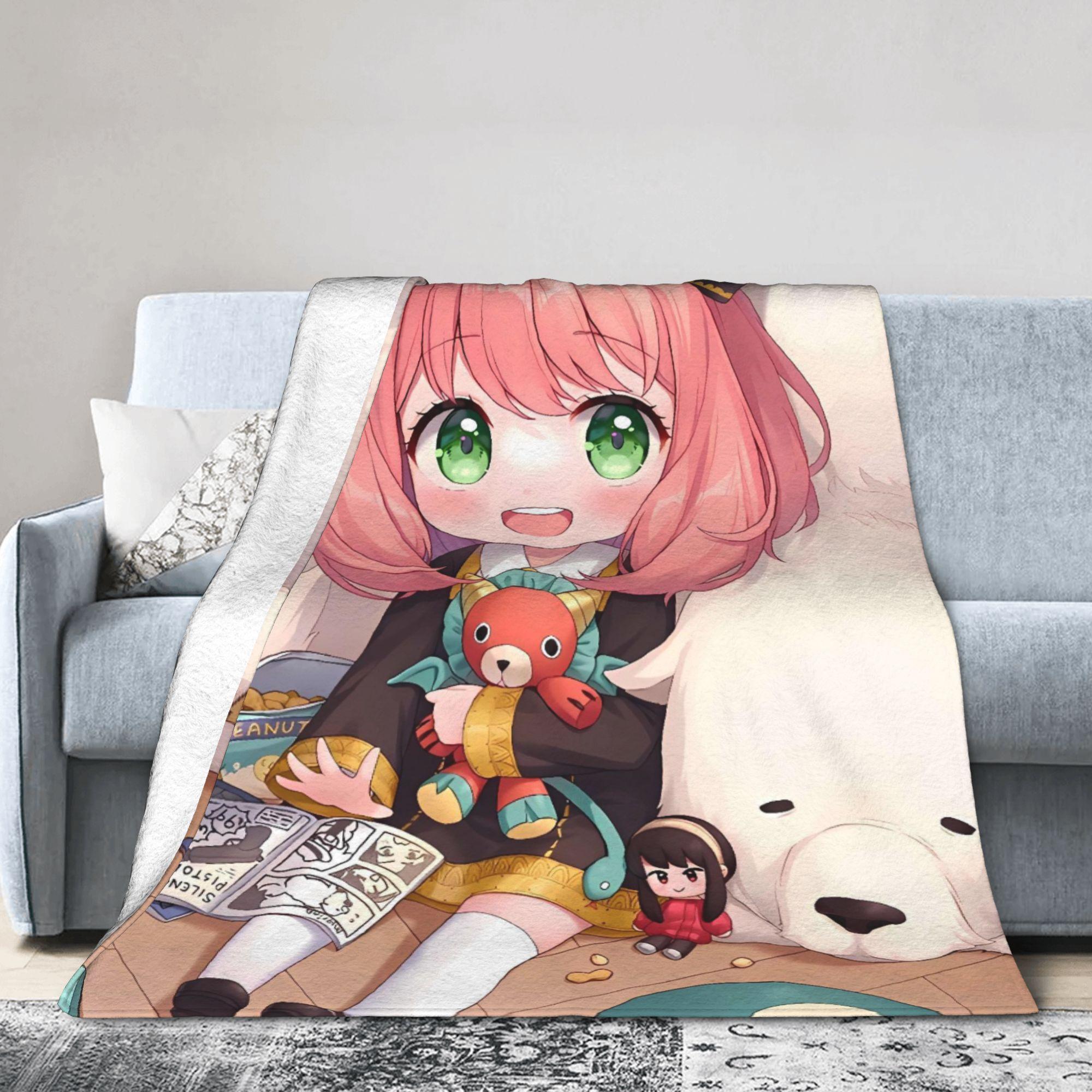 

Spy Family Flannel Blanket Winter A-Anyas Super Warm Throw Blanket for Kids Bedroom Graphic Bedspread Sofa Bed Cover 75x90cm