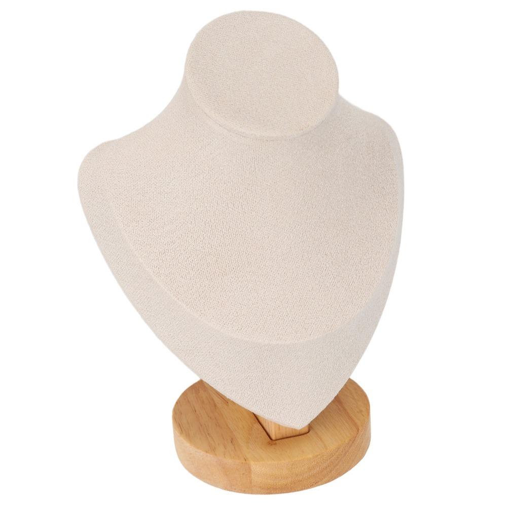 

Practical Solid Wood Necklace Display Stand Luxury Small Size Bust Model Stand Portrait Bust Shape Jewelry Holder Retail Show бежевый