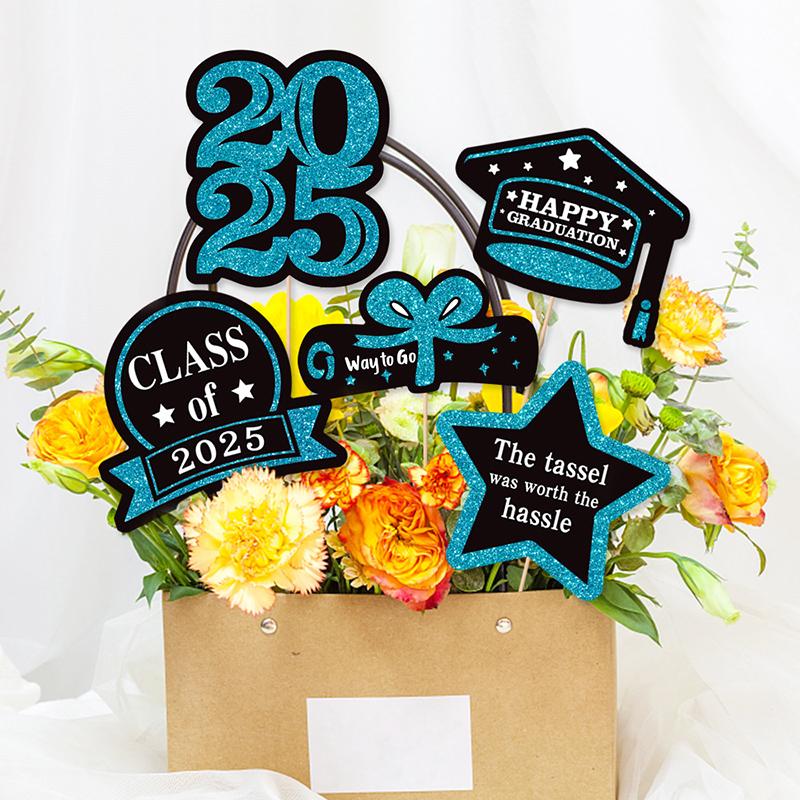 Paper Cupcake Toppers Class Of 2025 Graduation Decorations 2025 Grad Centerpiece Sticks Graduation Party Table Topper Decoration