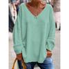 T-shirt Casual da Donna a Manica Lunga Larga, Colore Unito, Scollo a V, Comoda