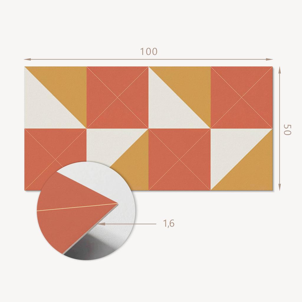 Panel Winylowy Z Wzorem Do Salonu Samoprzylepny 100X50 Cm Geometria W Ciepłych Tonach