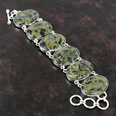 Koperen Seraphinite Armband 925 Sterling Zilveren Armband Edelsteen Handgemaakte Sieraden Verstelbare Ketting Armband Cadeau Voor Vriend Verbazingwekkende Sieraden