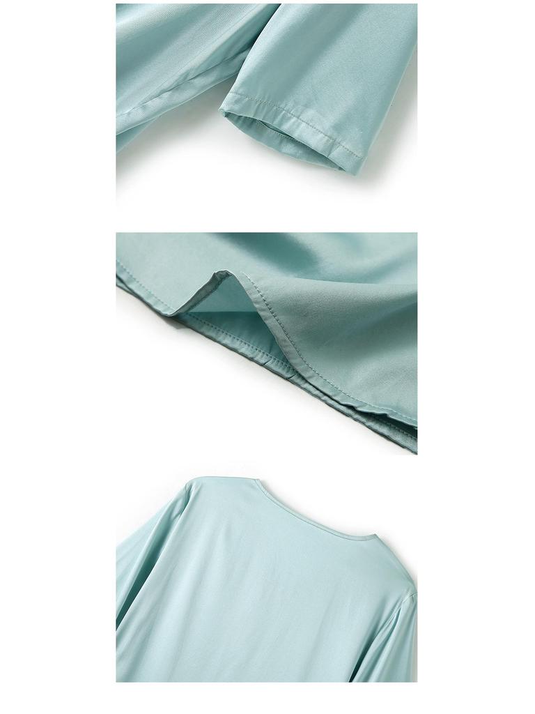 Women's Heavyweight Silk Short Sleeve Blouse - Summer Round Neck Loose Fit, Half Sleeve, Mulberry Silk