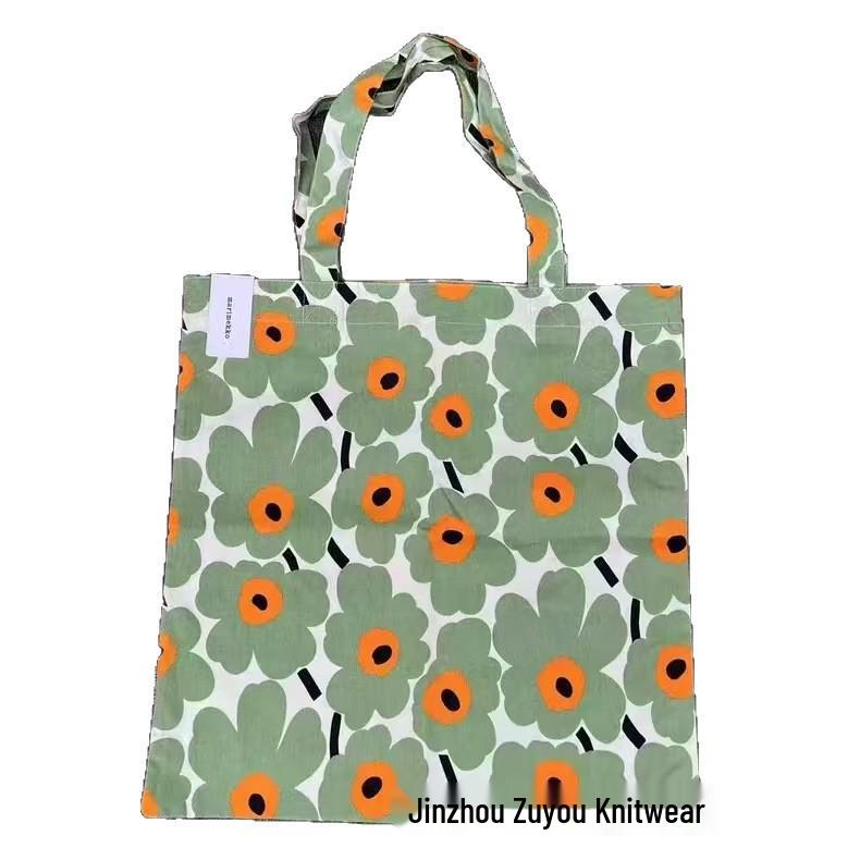Eco-Friendly Finnish Floral Canvas Shoulder Bag: Minimalist, Large Capacity Tote for Women