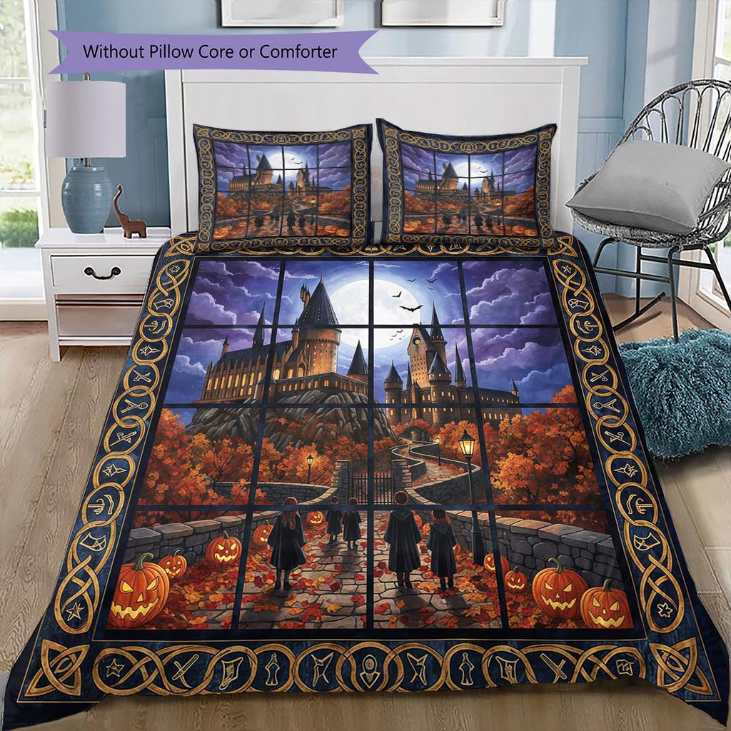 Conjunto de Colcha com Padrão de Desenho Animado Capa de Colcha Fronha Decoração de Casa Presente de Aniversário (1 capa de edredom + 2 fronhas, sem enchimento.)