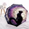 1pc Stained Glass Cat Moon Dreamcatcher Auto Open Close Umbrella, Portable Folding Design with 8-Bone Iron Frame, Outdoor for Fans, Travelers, Daily U