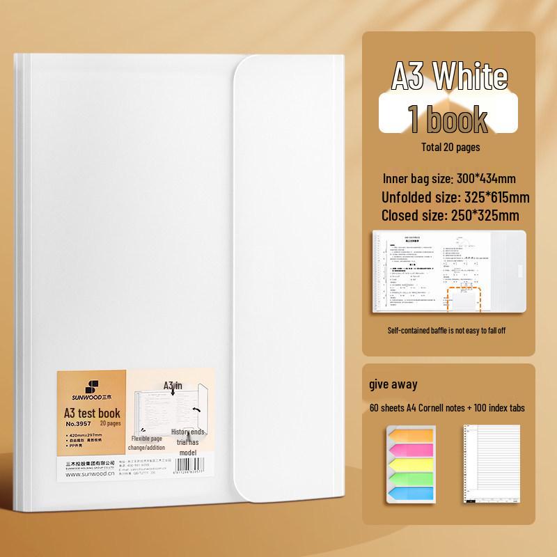 Large Capacity Test Paper Storage Bag with Transparent Insert Pages for Students