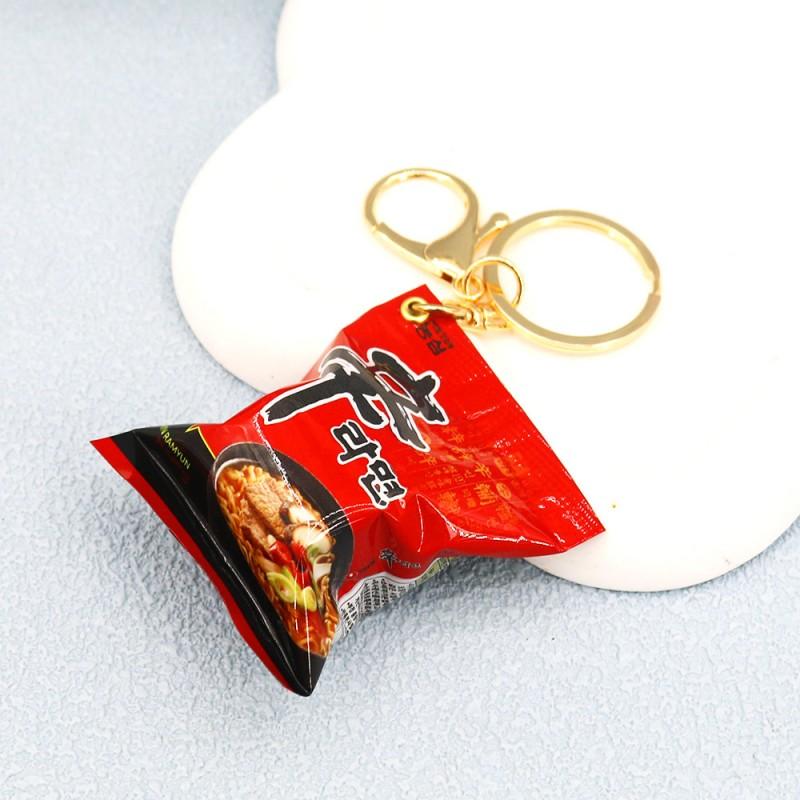 Simulation Instant Noodles Keychain Backpack Turkey Noodle Hanging Pendant Small Ramen Keychains Keyring For Kids